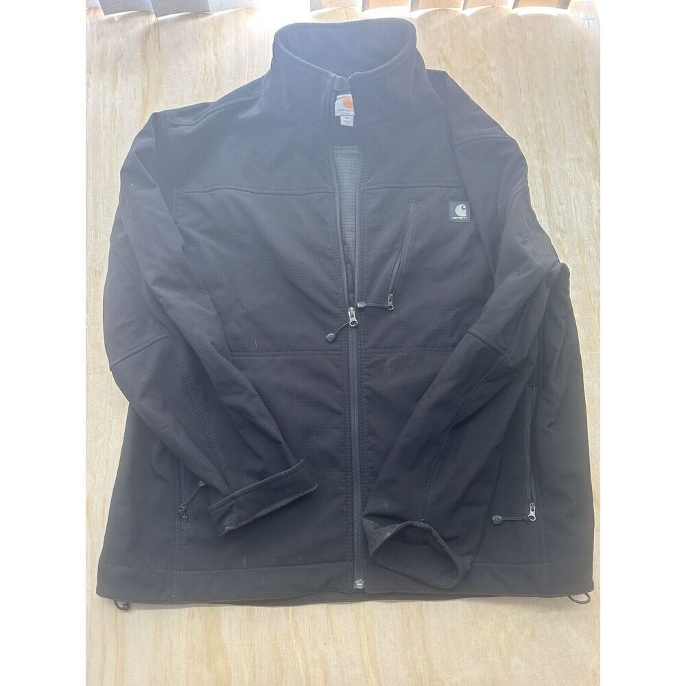 Carhartt Canvas Jacket XL Black J250 Soft Shell Coat‎ Work Rain Resistant